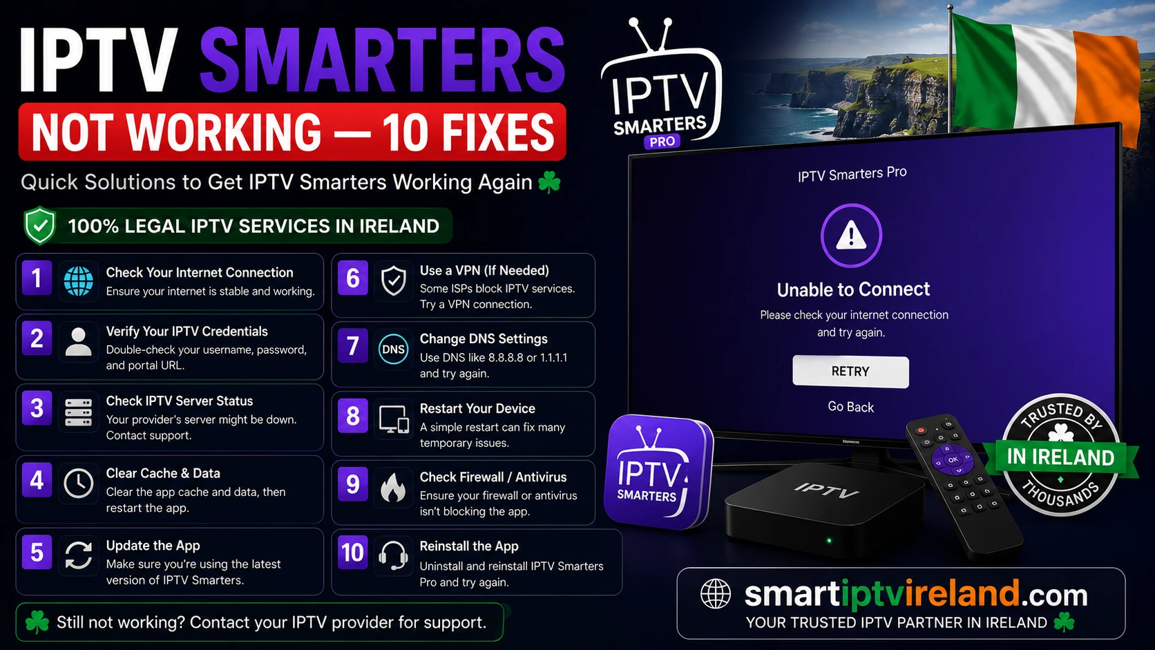 IPTV Smarters Not Working — 10 Fixes